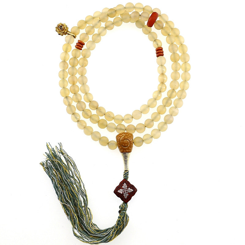 Buddha Stones 108 Mala kralen Tibetaanse schapenhoorn amber Armband - image 1