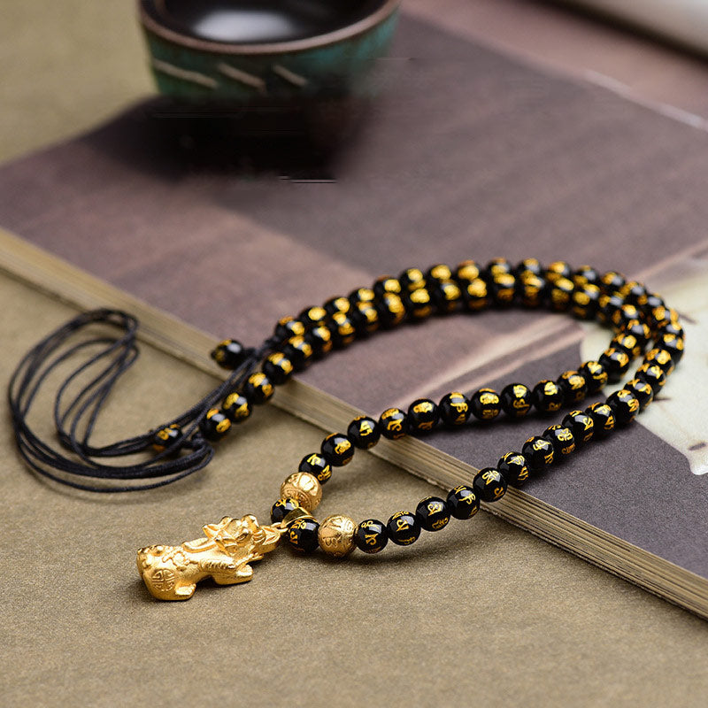 Feng Shui Obsidiaan PiXiu Ketting - Obsidiaan - image 0