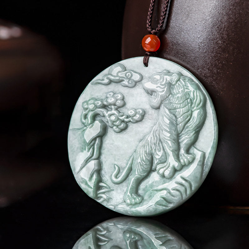 Buddha Stones Chinese dierenriem tijger jade Ketting met hanger - image 6