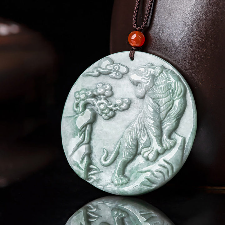 Buddha Stones Chinese dierenriem tijger jade Ketting met hanger - image 6