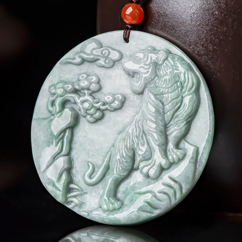Buddha Stones Chinese dierenriem tijger jade Ketting met hanger - image 1
