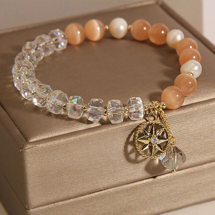 Buddha Stones Oranje kattenoog witte kristallen ster Armband - image 3