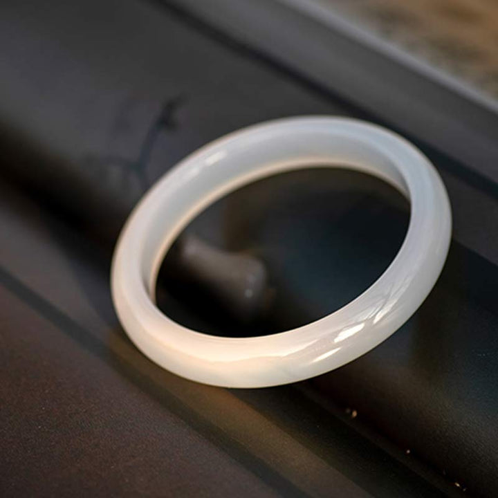 Buddha Stones Natuurlijke chalcedoon Bangle-armband met harmonie- en positieve boodschap. - image 6