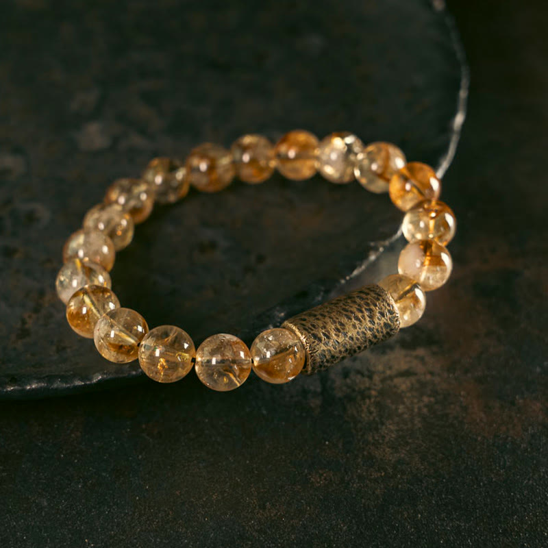 Buddha Stones Armband met natuurlijke citrienkristallen en messing kralen - image 1