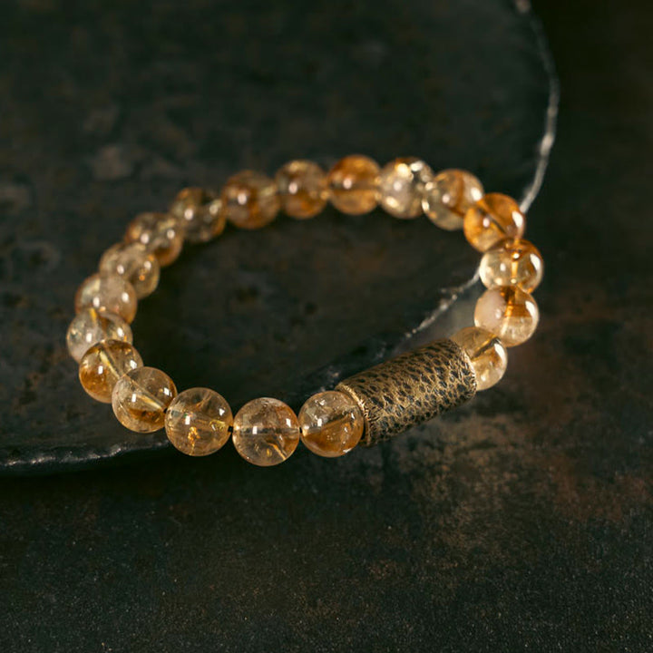 Buddha Stones Armband met natuurlijke citrienkristallen en messing kralen - image 1