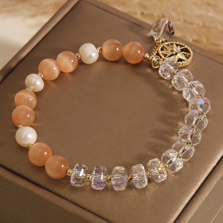 Buddha Stones Oranje kattenoog witte kristallen ster Armband - image 6