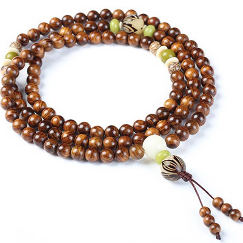 Buddha Stones Tibetaanse rozenhouten Mala beschermende kalmerende Armband - image 6