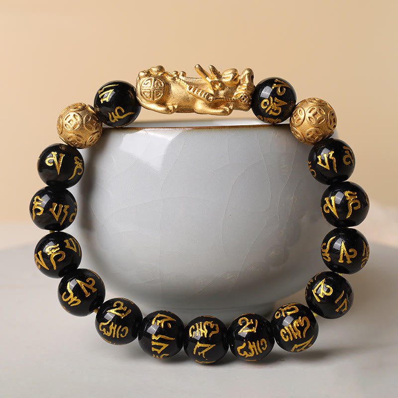 Buddha Stones Feng Shui PiXiu Obsidiaan Rijkdom Armband - 12mm - image 7