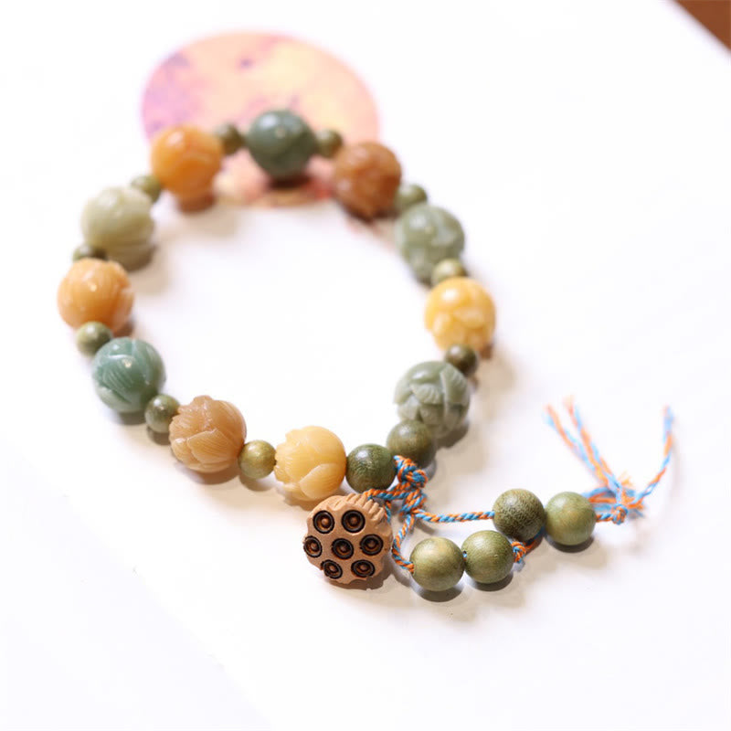 Buddha Stones Bodhizaad Lotus Groene Sandelhout Wijsheid Harmonie Armband - Bodhizaad (geluk♥voorspoed) - image 0