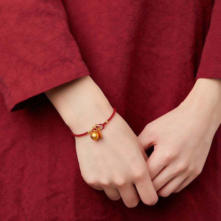 Buddha Stones Handgemaakte Fu-karakterhanger, geluksbel, rode Armband - image 8