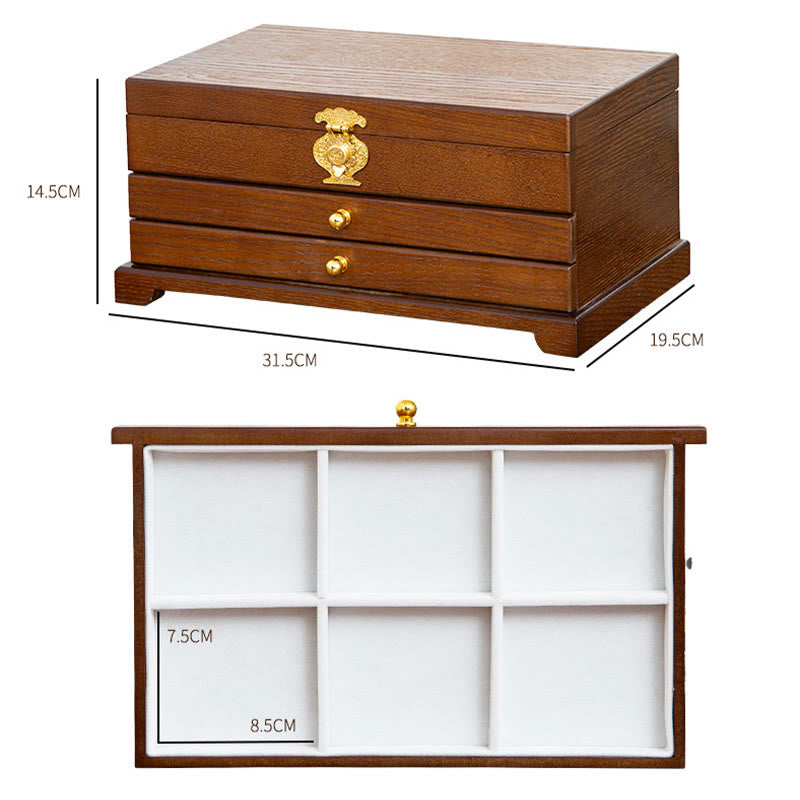 Buddha Stones Retro houten sieradendoos met drie lagen . - image 16