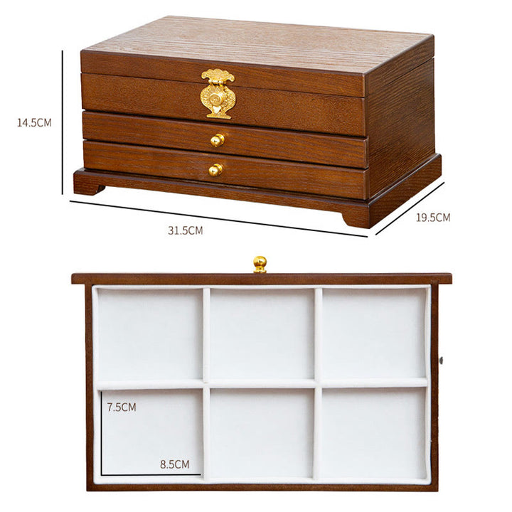 Buddha Stones Retro houten sieradendoos met drie lagen . - image 16