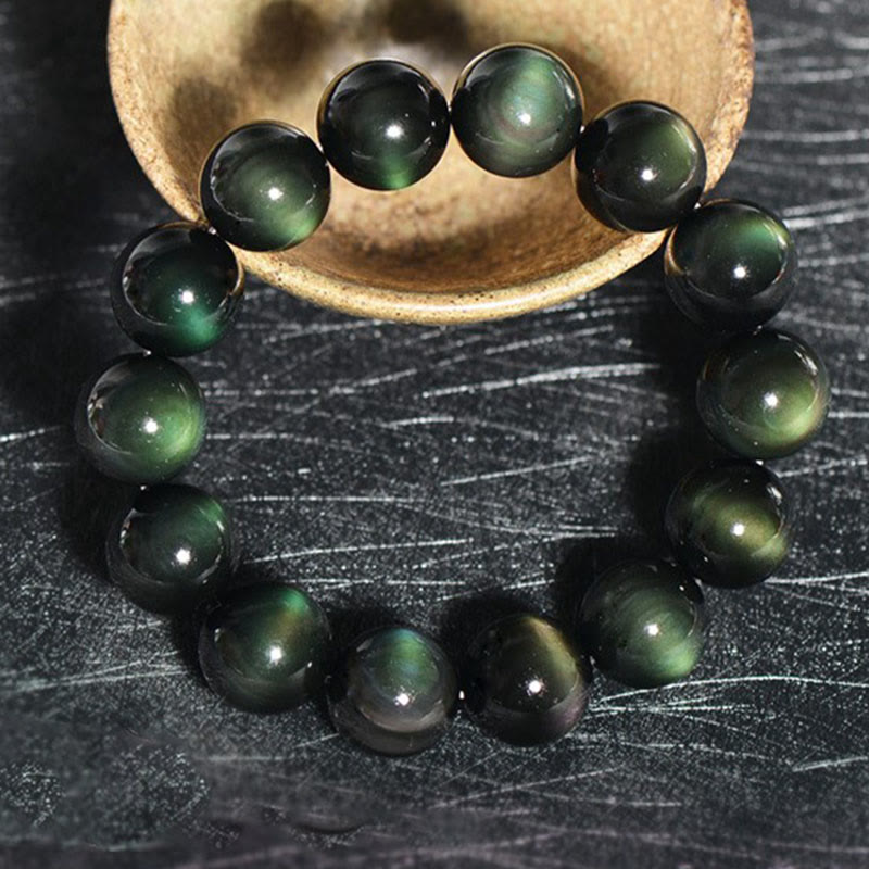 Buddha Stones Natuurlijke Armband van groene obsidiaan, symbool van rijkdom. - image 6
