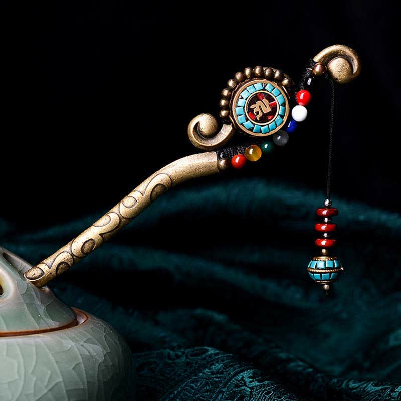 Tibetaanse turkooizen agaat Haarspeld decoraties - image 2