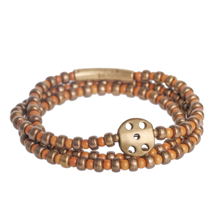 Buddha Stones Retro olijfpit koperen Armband met rijkdommotief - image 7
