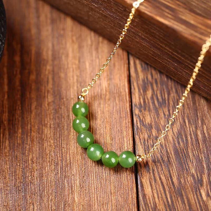 14k vergulde Hetian cyaan jade kralen Ketting - image 2