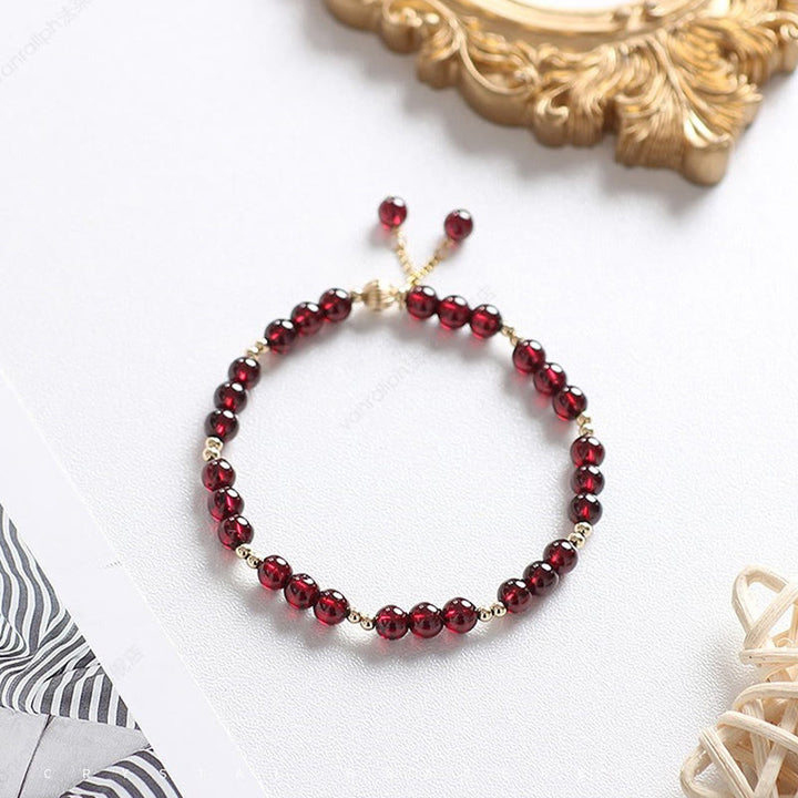 Buddha Stones 14K vergulde legering armband met natuurlijke granaat - image 3