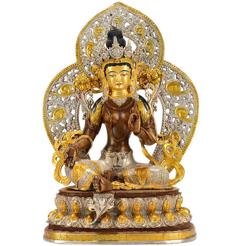 Buddha Stones Bodhisattva Groene Tara Hoop Koperen Beeld Decoratie - 10 inch - image 0