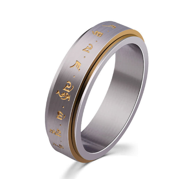 Buddha Stones Mantra titanium stalen balans draaibare Ring - Zilver - US12 - image 5