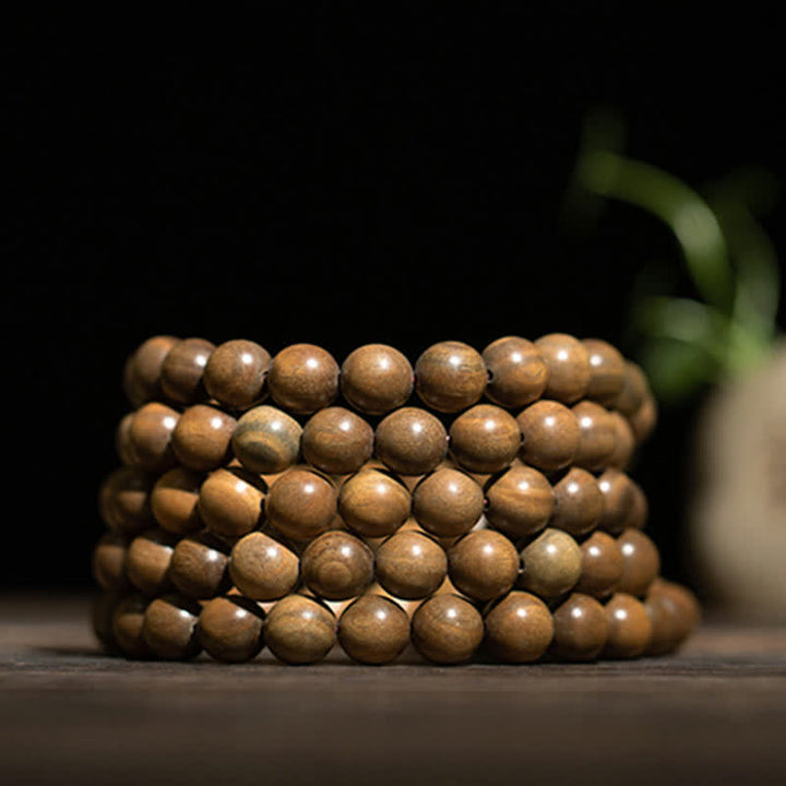 Buddha Stones Groene sandelhouten Armband met positieve boodschap en vredesmotief - image 14