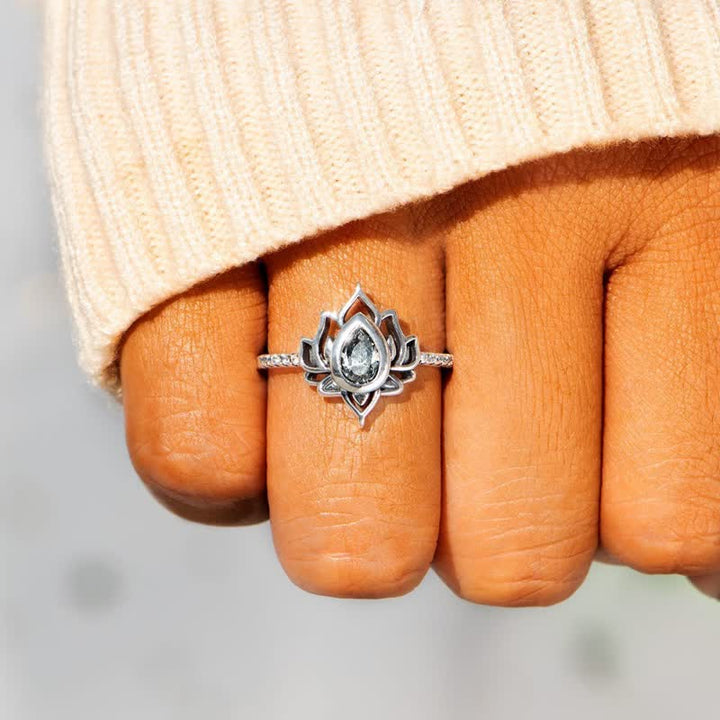 Buddha Stones Sterling zilveren lotus zirkoon zegenende Ring - image 5