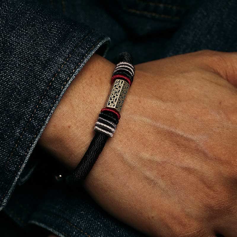 Buddha Stones 925 Sterling Zilveren Om Mani Padme Hum Vrede Rode Koord Armband - image 11