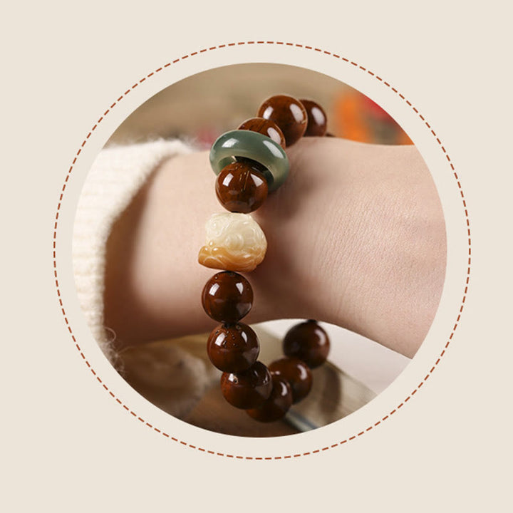 Buddha Stones Paarse Bodhizaad Dansende Leeuw Armband - image 4