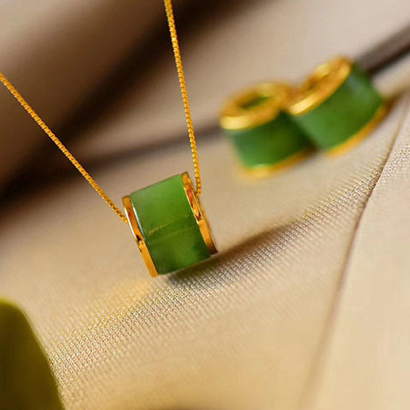 Buddha Stones Ronde cyaan jade gelukshanger voor Ketting - image 4