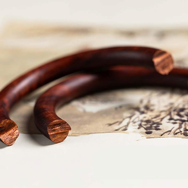 Buddha Stones Tibetaanse armband met kleine blaadjes, rood sandelhout en ebbenhout , Bangle-armband - image 11