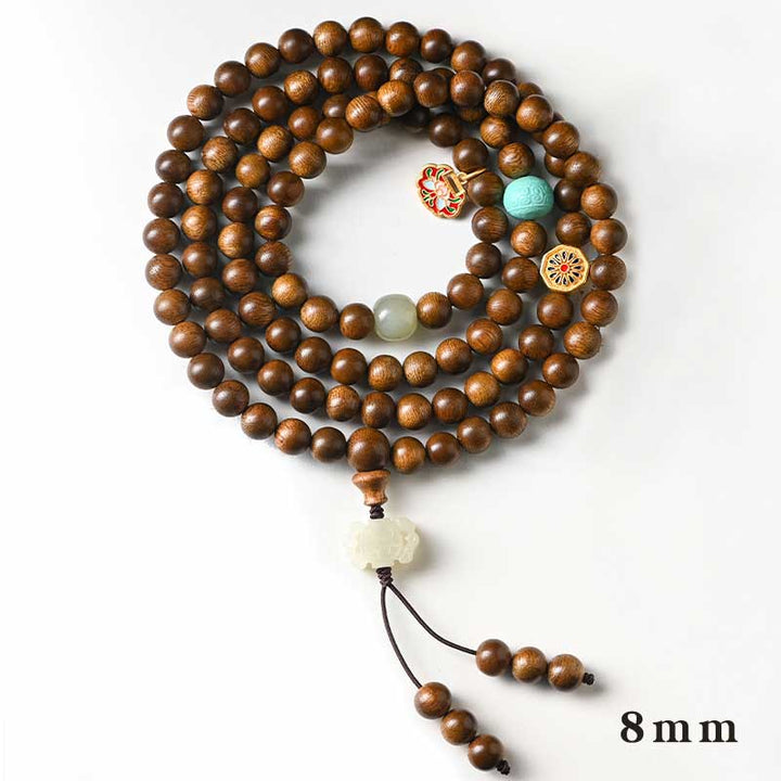 Buddha Stones Tibetaanse rozenhouten beschermende kalmerende Armband (Mala) - 8mm*108 Palissanderhout - image 8