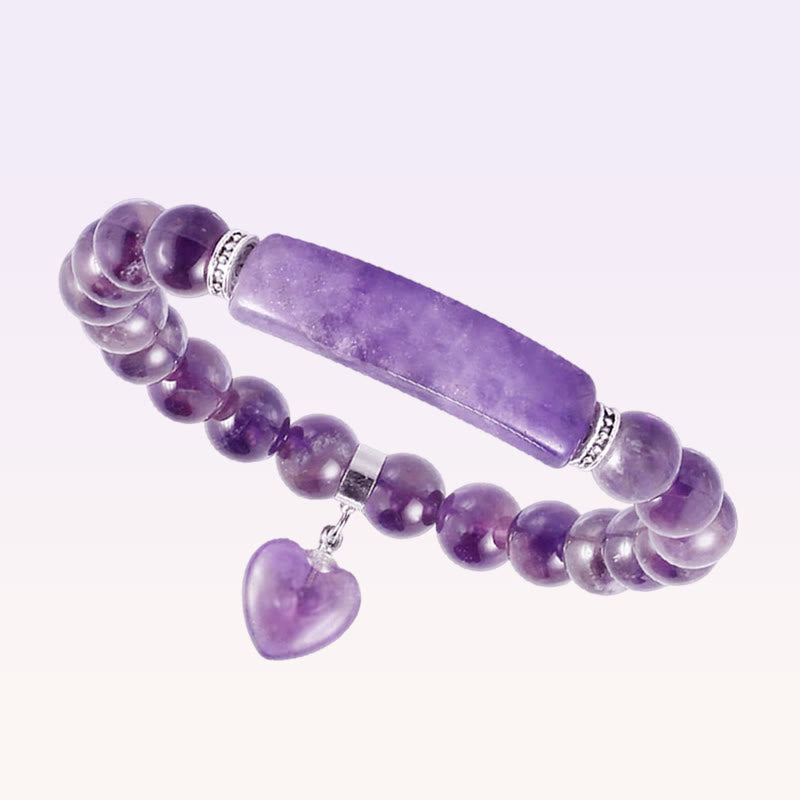Buddha Stones Armband met helende kralen in de vorm van een liefdeshart van natuurlijke kwarts - image 0