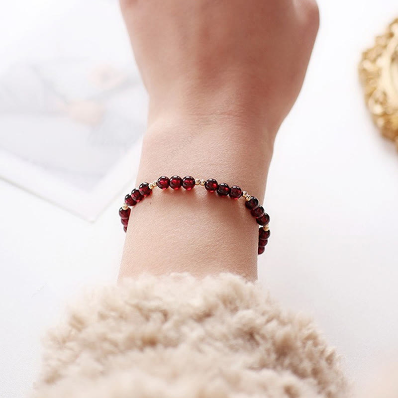 Buddha Stones 14K vergulde legering armband met natuurlijke granaat - image 6