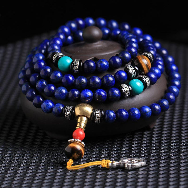 Buddha Stones 108 kralen Lazuriet Lapis Lazuli Positieve Armband Mala - 8mm* 108 - image 0