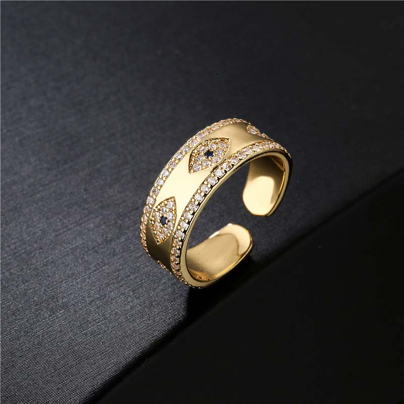 Buddha Stones Ring van koperlegering met gelukszegen en het boze oog - image 1