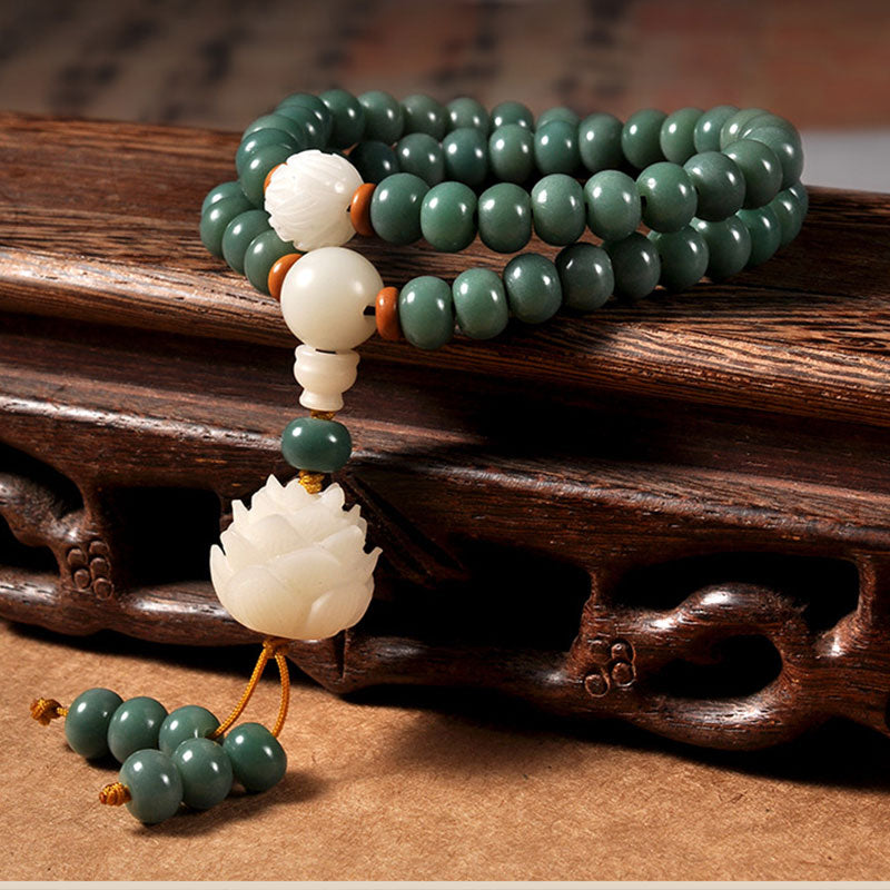 Buddha Stones Lotus Cyan Bodhi Seed Armband - image 0