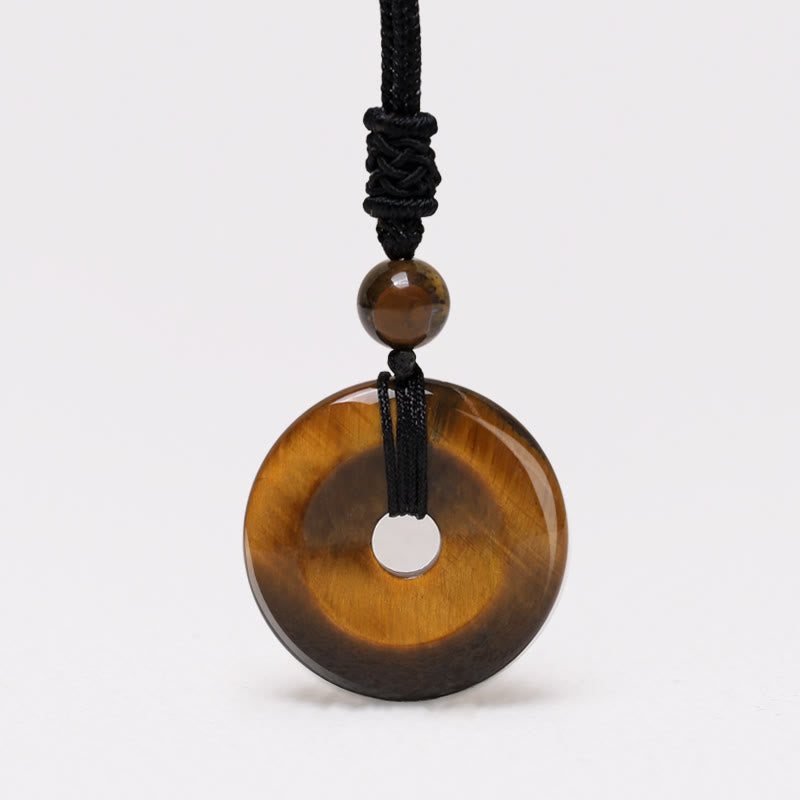 Buddha Stones Geluksmunt hanger met helende kristal edelsteen Ketting - Tijgeroog - image 18