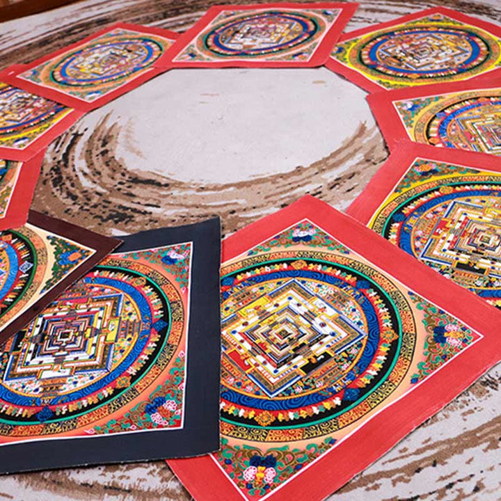 Buddha Stones Tibetaanse handgemaakte Thangka Mandala schilderij blind box met willekeurig kleurenpatroon - image 9
