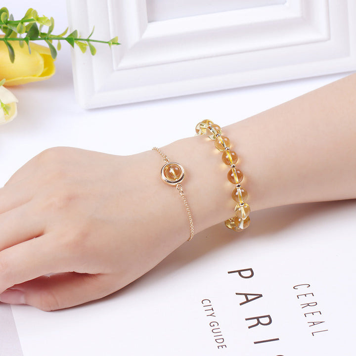 Buddha Stones Zonnesteen Aardbeikwarts Kristal Positieve Armband - Citrien - image 32