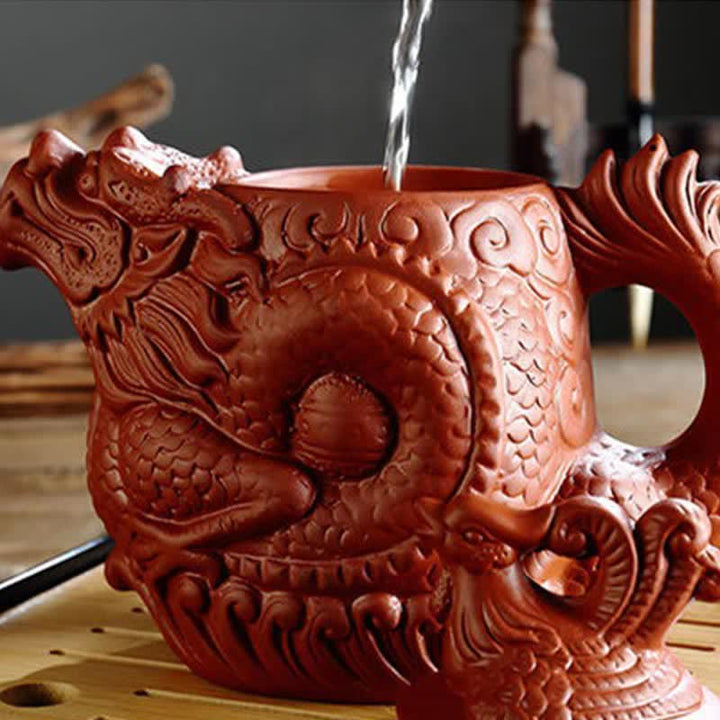 Vintage keramische theepot met draak en feniks - image 10