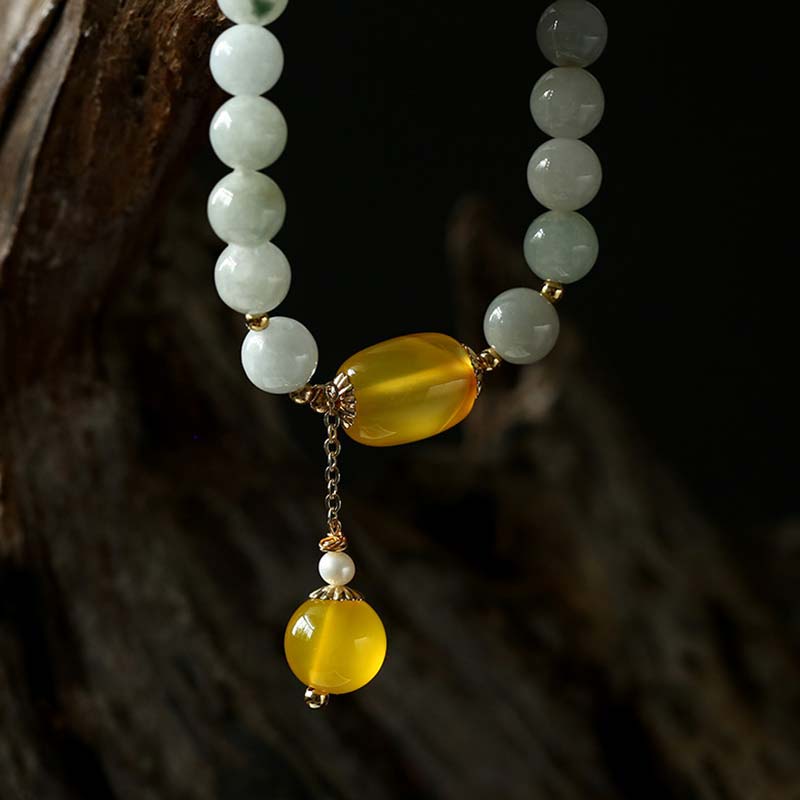 Buddha Stones Armband van natuurlijke witte jade agaat - image 3