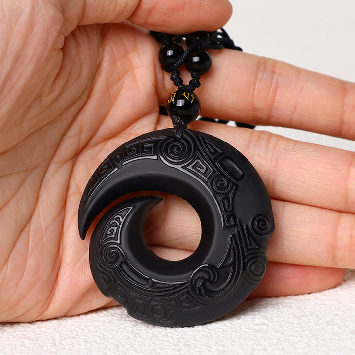 Buddha Stones Natuurlijke zwarte obsidiaan ijsobsidiaan kracht Ketting - image 3