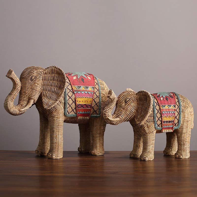 Buddha Stones Olifant van hars, symbool voor wijsheid en rijkdom, woondecoratie. - image 0