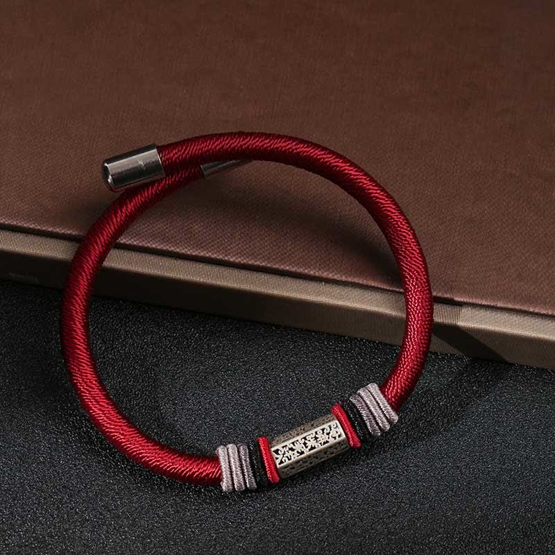 Buddha Stones 925 Sterling Zilveren Om Mani Padme Hum Vrede Rode Koord Armband - image 5