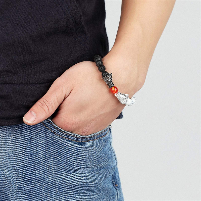 Buddha Stones Witte turkooizen lavasteen draak zegen Armband - image 2