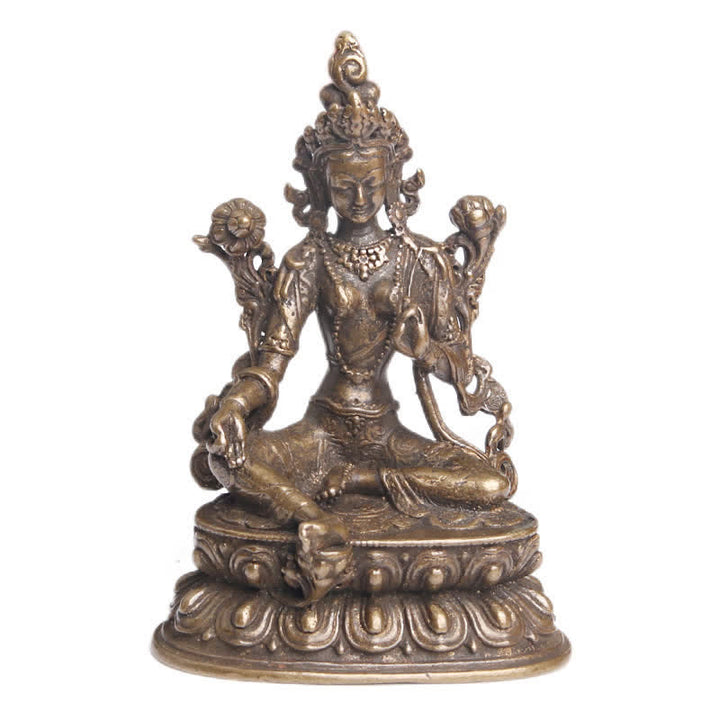 Buddha Stones Bodhisattva Groene Tara Kalme Hoop Koperen Beeld Decoratie - image 8