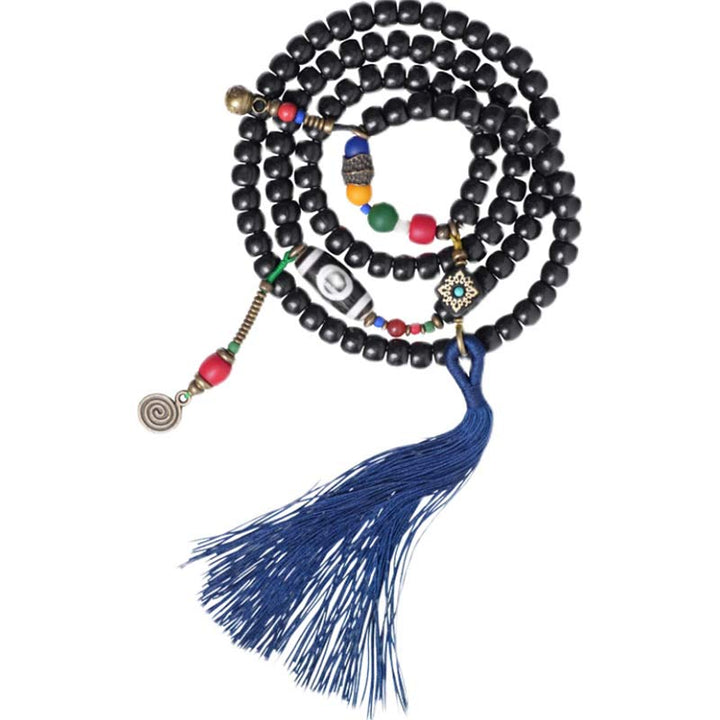 Buddha Stones 108 kralen Mala van ebbenhout, dzi-kralen, koperen Armband met kwastje - image 12