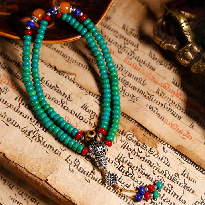 Buddha Stones 108 Mala kralen Tibetaanse turkooizen Dzi kralen Armband - image 5