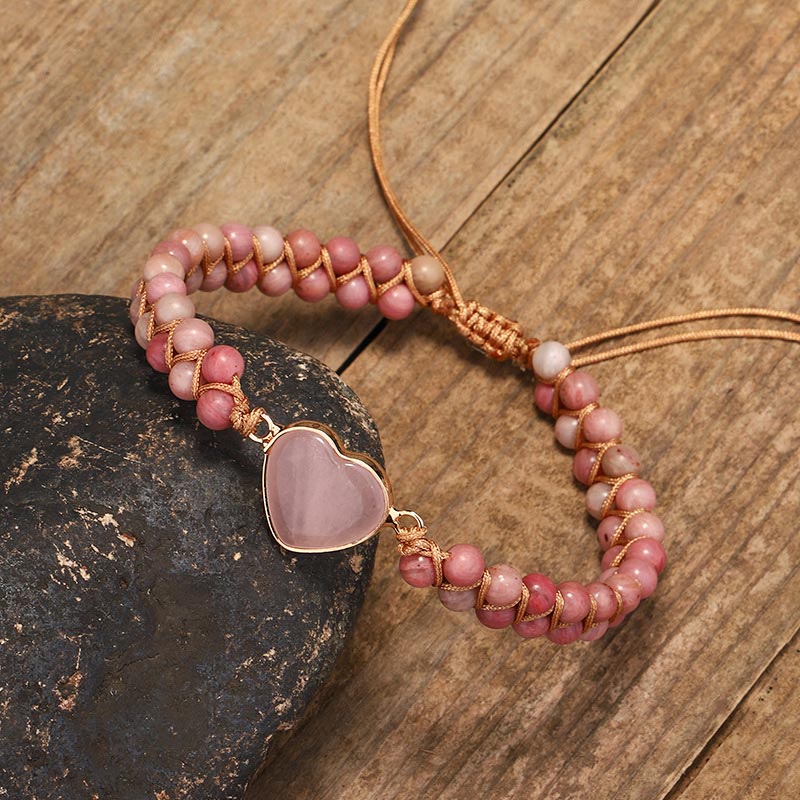 Natuurlijke rhodoniet liefdeshart helende Armband - image 3