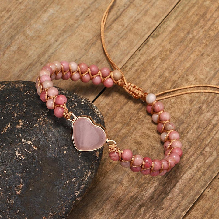 Natuurlijke rhodoniet liefdeshart helende Armband - image 3