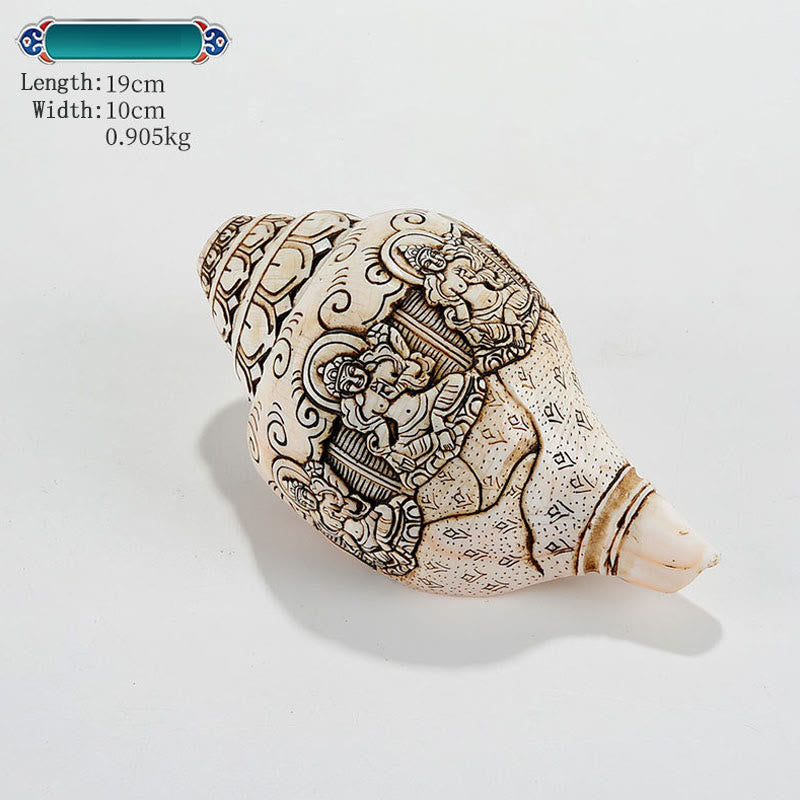 Tibetaanse handgemaakte gegraveerde Shankha Boeddha Avalokitesvara Conch Shell rijkdom decoratie - 21 Tara 19*10cm - image 20